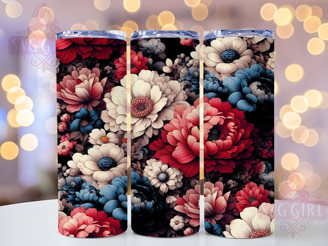 Patriotic Floral USA Tumbler Wrap, 20oz Sublimation Wrap, Red White Blue Cup, Floral USA Tumbler, American Pride Design, Fourth of July Tumbler, Summer Floral Tumbler Sublimation SvggirlplusArt 