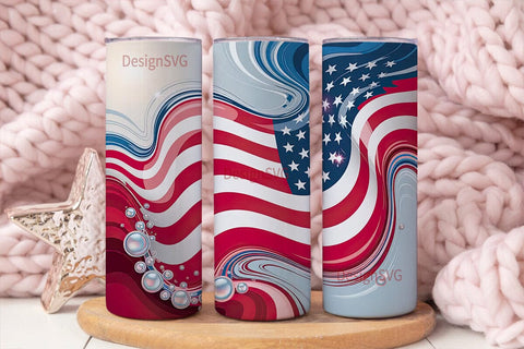 Patriotic Flowing Flag 20oz Tumbler Wrap Sublimation DesignSVG 