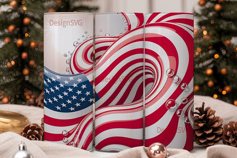 Patriotic Flowing Flag 20oz Tumbler Wrap Sublimation DesignSVG 