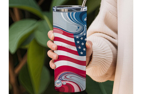 Patriotic Flowing Flag 20oz Tumbler Wrap Sublimation DesignSVG 