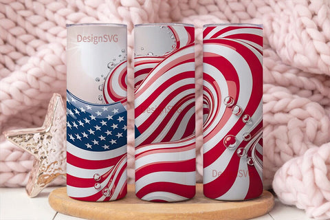 Patriotic Flowing Flag 20oz Tumbler Wrap Sublimation DesignSVG 