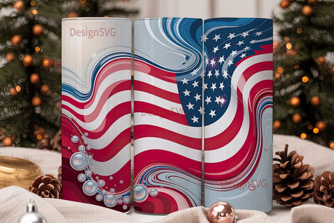 Patriotic Flowing Flag 20oz Tumbler Wrap Sublimation DesignSVG 