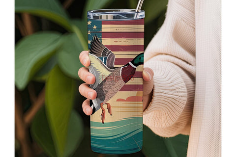 Patriotic Flying Duck 20oz Tumbler Sublimation DesignSVG 