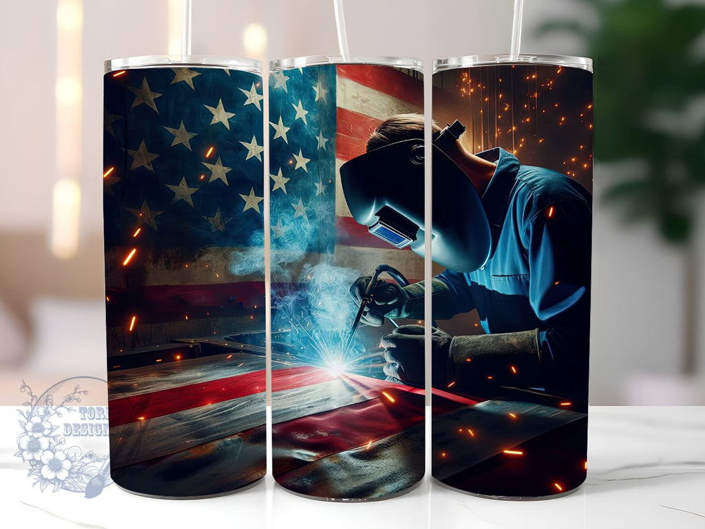 Patriotic For Welder 20oz Skinny Tumbler, Welder Tumbler Png, Straight ...