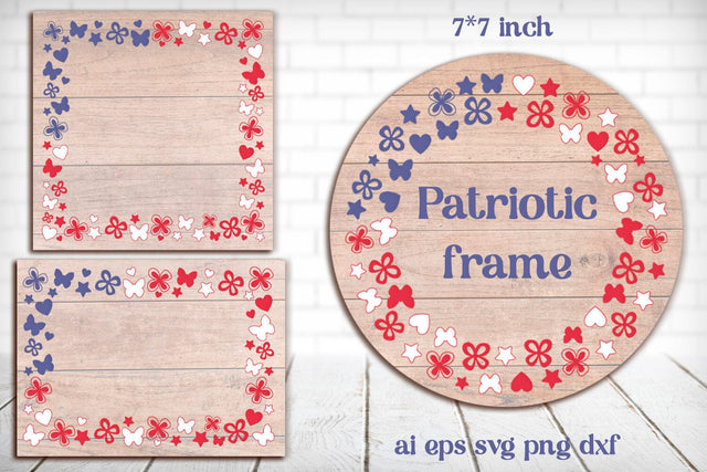 Patriotic frame svg, 4th of july round and square border laser cut SVG AnastasiyaArtDesign 