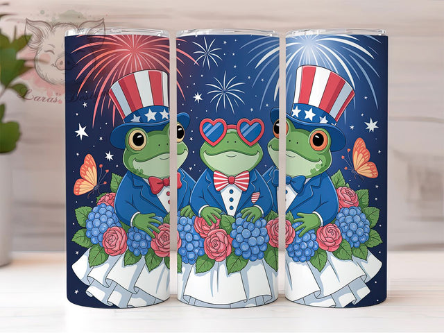 Patriotic Frog 20oz Tumbler, 4th of July Frog Tumbler, Patriotic Frog Tumbler, USA Frog Tumbler, Independence Day Frog Tumbler, 20oz Tumbler Wrap, Sublimation Frog Tumbler Sublimation Lara' s Designs 