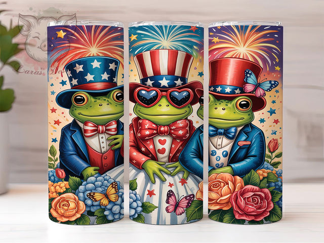 Patriotic Frog 20oz Tumbler, 4th of July Frog Tumbler, Patriotic Frog Tumbler, USA Frog Tumbler, Independence Day Frog Tumbler, 20oz Tumbler Wrap, Sublimation Frog Tumbler Sublimation Lara' s Designs 