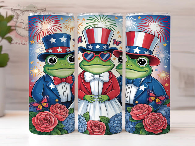 Patriotic Frog 20oz Tumbler, 4th of July Frog Tumbler, Patriotic Frog Tumbler, USA Frog Tumbler, Independence Day Frog Tumbler, 20oz Tumbler Wrap, Sublimation Frog Tumbler Sublimation Lara' s Designs 