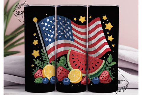 Patriotic Fruits 20oz Tumbler Wrap Sublimation sassyprint 