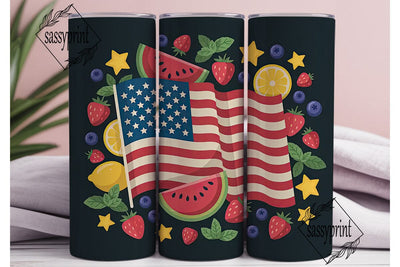 Patriotic Fruits 20oz Tumbler Wrap Sublimation sassyprint 