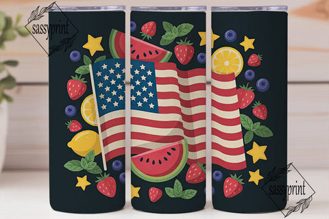 Patriotic Fruits 20oz Tumbler Wrap Sublimation sassyprint 