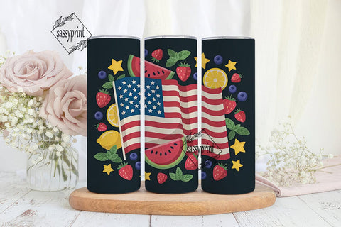 Patriotic Fruits 20oz Tumbler Wrap Sublimation sassyprint 