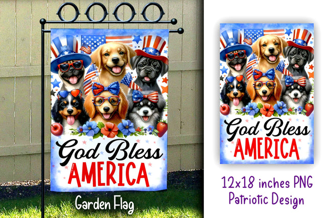 Patriotic Garden Funny Dogs Flag 12x18 inches PNG Sublimation Dina.store4art 
