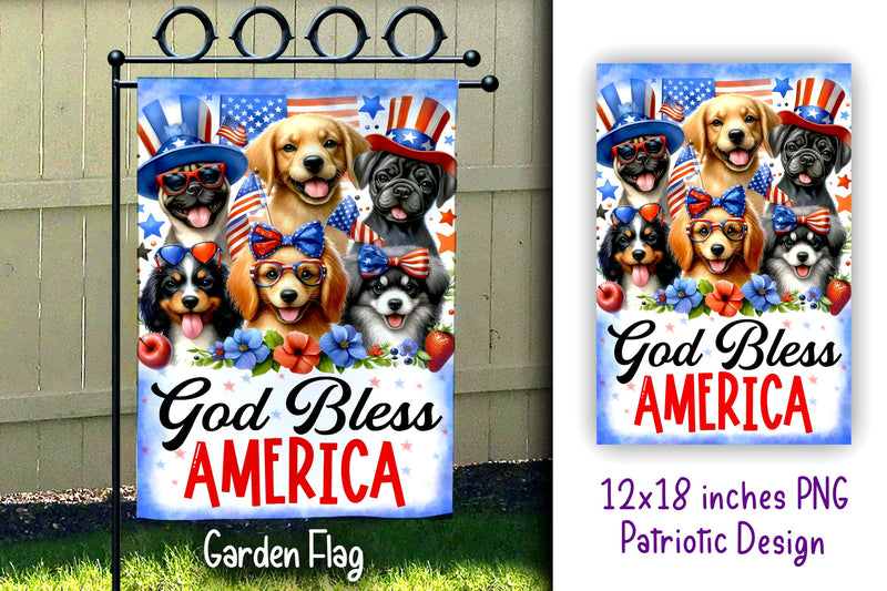 Patriotic Garden Funny Dogs Flag 12x18 inches PNG Sublimation Dina.store4art 