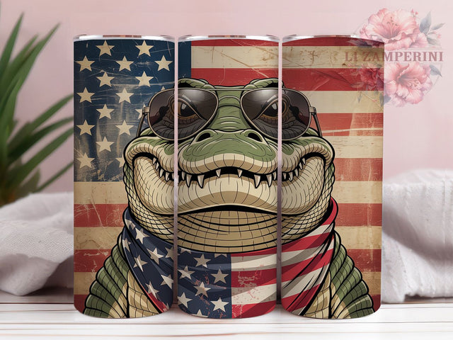 Patriotic Gator Shades 20oz Tumbler Wrap, Patriotic Gator Tumbler, Sunglasses Tumbler Design, American Flag Tumbler, 4th of July Tumbler, Sublimation Gator Tumbler Sublimation Li Zamperini 