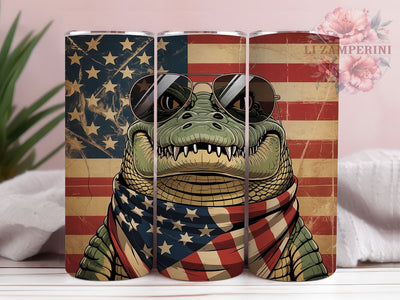 Patriotic Gator Shades 20oz Tumbler Wrap, Patriotic Gator Tumbler, Sunglasses Tumbler Design, American Flag Tumbler, 4th of July Tumbler, Sublimation Gator Tumbler Sublimation Li Zamperini 
