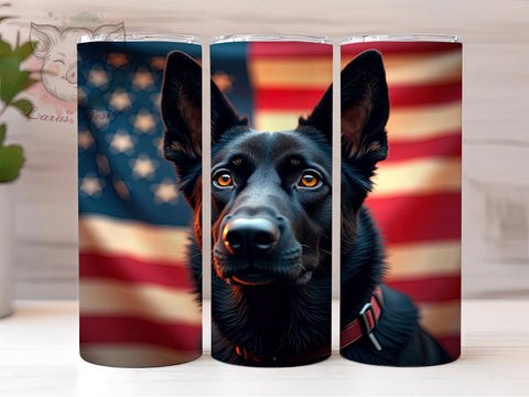 Patriotic German Shepherd 20oz Tumbler, American Flag Tumbler, Sublimation Tumbler, 20oz Tumbler Wrap, Dog Lover Tumbler, Patriotic Tumbler, Personalized Tumbler Sublimation Lara' s Designs 