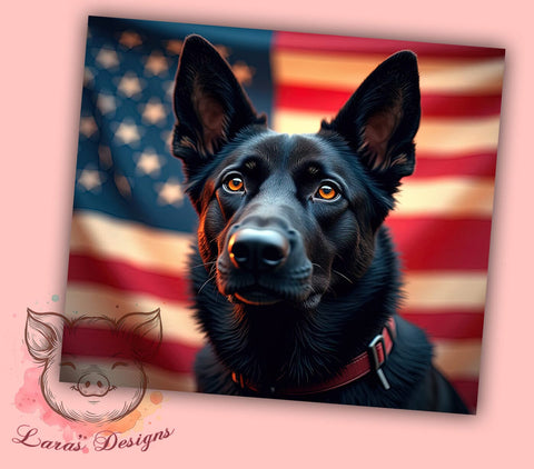 Patriotic German Shepherd 20oz Tumbler, American Flag Tumbler, Sublimation Tumbler, 20oz Tumbler Wrap, Dog Lover Tumbler, Patriotic Tumbler, Personalized Tumbler Sublimation Lara' s Designs 