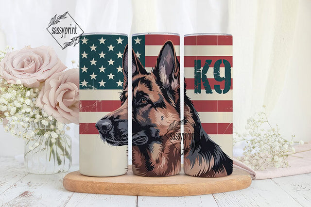 Patriotic German Shepherd 20oz Tumbler Sublimation sassyprint 