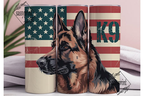 Patriotic German Shepherd 20oz Tumbler Sublimation sassyprint 