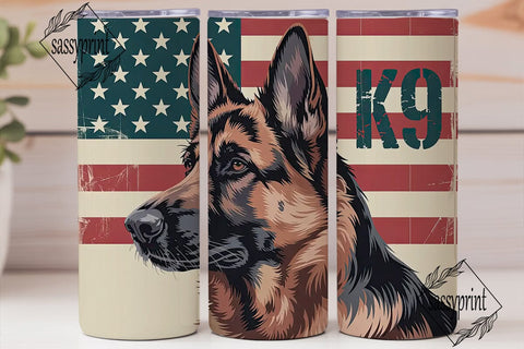 Patriotic German Shepherd 20oz Tumbler Sublimation sassyprint 