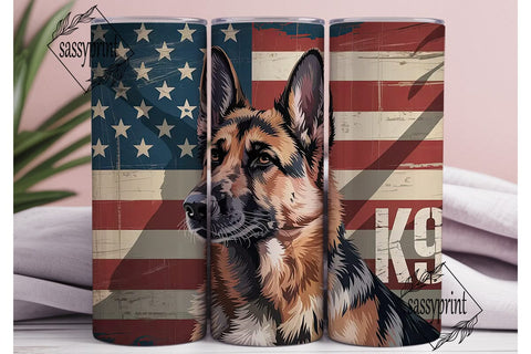 Patriotic German Shepherd 20oz Tumbler Sublimation sassyprint 