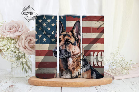 Patriotic German Shepherd 20oz Tumbler Sublimation sassyprint 
