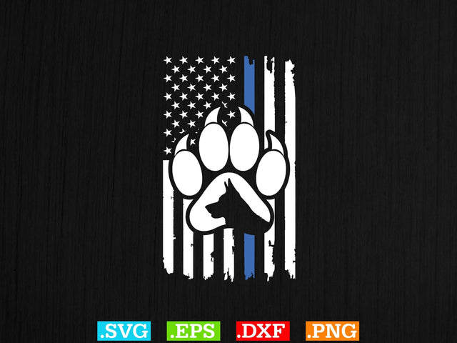 Patriotic German Shepherd K9 Unit Thin Blue Line Police Shirt, Police Svg, Back the Blue Svg, Thin Blue Line Svg, Police Officer Svg SVG Creativeart88 