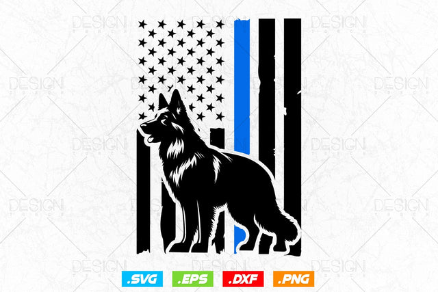 Patriotic German Shepherd K9 Unit Thin Blue Line Police Svg Png, First Responder, USA Flag Patriotic Gifts For 4th Of July Svg, Fathers Day SVG DesignDestine 