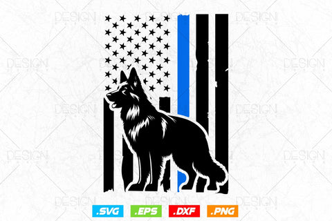 Patriotic German Shepherd K9 Unit Thin Blue Line Police Svg Png, First Responder, USA Flag Patriotic Gifts For 4th Of July Svg, Fathers Day SVG DesignDestine 