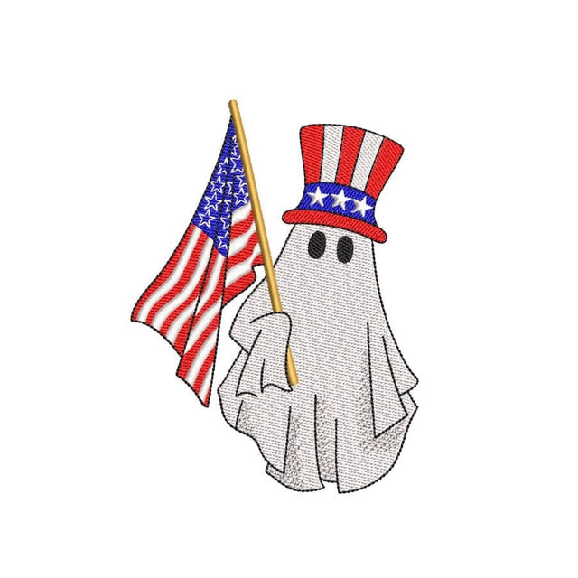 Patriotic Ghost with American Flag Embroidery Design, Independence Day, 4th of July Embroidery Design, 3 sizes, Instant Download Embroidery/Applique DESIGNS Nino Nadaraia 