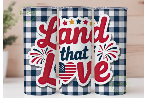 Patriotic Gingham 20oz Tumbler Wrap Sublimation PixelChick 