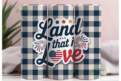Patriotic Gingham 20oz Tumbler Wrap Sublimation PixelChick 