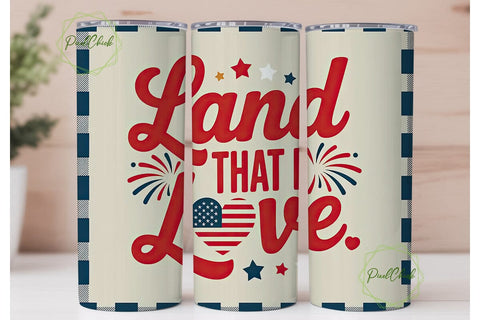 Patriotic Gingham 20oz Tumbler Wrap Sublimation PixelChick 