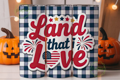 Patriotic Gingham 20oz Tumbler Wrap Sublimation PixelChick 