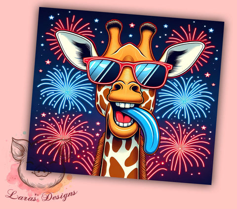 Patriotic Giraffe 20oz Tumbler Png, Straight & Tapered Tumbler Png, 4th Of July Tumbler Png, Digital Download PNG Sublimation Lara' s Designs 