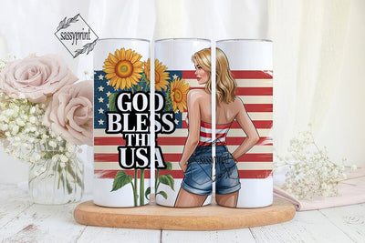 Patriotic Girl 20oz Tumbler Wrap Sublimation sassyprint 
