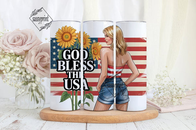 Patriotic Girl 20oz Tumbler Wrap Sublimation sassyprint 