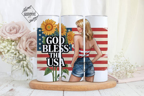Patriotic Girl 20oz Tumbler Wrap Sublimation sassyprint 