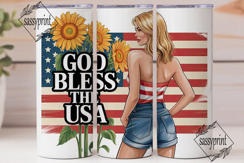 Patriotic Girl 20oz Tumbler Wrap Sublimation sassyprint 