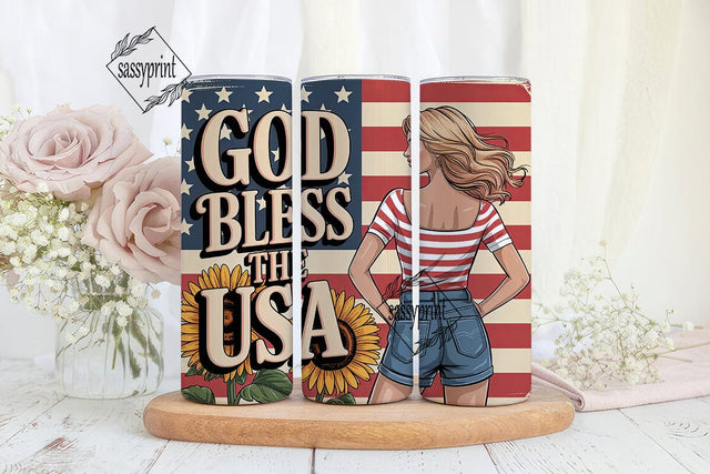 Patriotic Girl 20oz Tumbler Wrap Sublimation sassyprint 