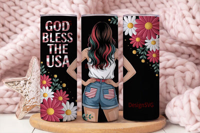 Patriotic Girl 4th of July 20oz Tumbler Sublimation DesignSVG 