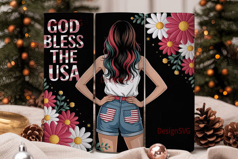 Patriotic Girl 4th of July 20oz Tumbler Sublimation DesignSVG 
