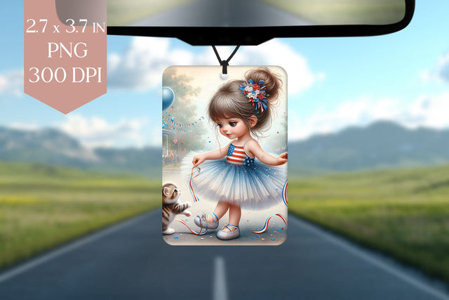 Patriotic Girl Car Air Freshener PNG Sublimation BijouBay 