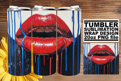 Patriotic Glam: 3D Lips 20oz Tumbler Art Sublimation afrosvg 