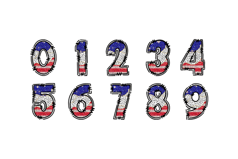 Patriotic Glitter Alphabet PNG, USA Doodle Letters Clipart Sublimation BijouBay 