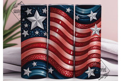 Patriotic Glitter Flag 20oz Tumbler Wrap Sublimation sassyprint 