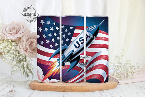 Patriotic Glitter Flag 20oz Tumbler Wrap Sublimation sassyprint 