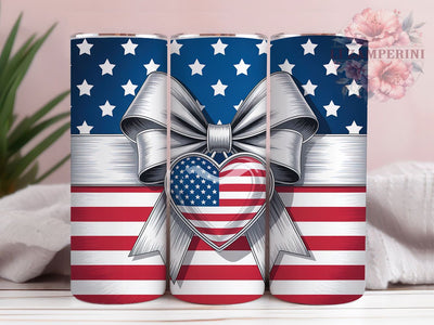Patriotic Glitter Glam Design 20oz Tumbler Wrap, USA Flag, Heart Gem, Coquette Bow, Glam Design, 20oz Tumbler Wrap, Sublimation PNG Sublimation Li Zamperini 