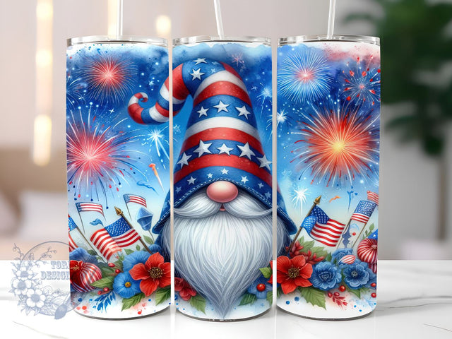 Patriotic Gnome 20oz Skinny Tumbler, Gnome America 4th Of July Tumbler Png, Straight & Tapered Tumbler Wrap, Instant Digital Download Sublimation ToriDesigns 